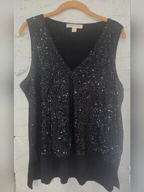 Michael Kors Black Sequined V-Neck Camisole